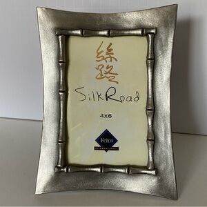 Pewter Bamboo Picture Frame For 4 X 6 Photo EUC Silver Silk Road By Felco Asian